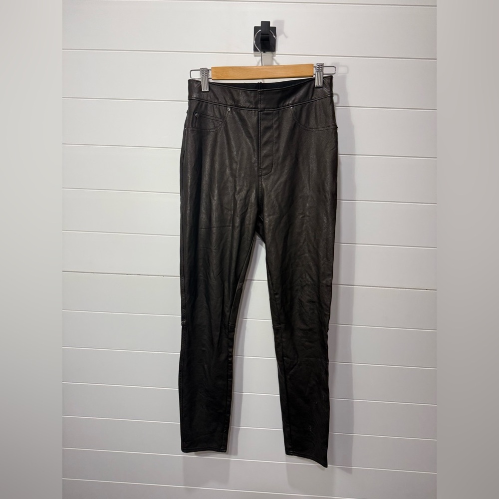 SPANX Shiny Black Leather Look Pants
